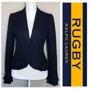RUGBY by RL Black Ruffled Blazer
